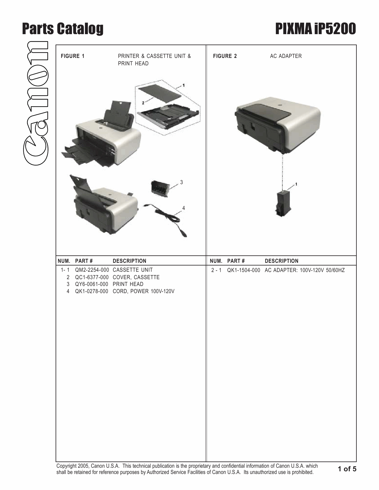 Canon PIXMA iP5200 Parts Catalog-2